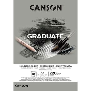 Bloco Graduate Mixed Media Cinza 220g Canson