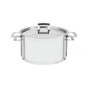 Espagueteira Tramontina Brava Em Aço Inox Com Fundo Triplo Tampa E Alças 24 Cm 6,1 L Tramontina