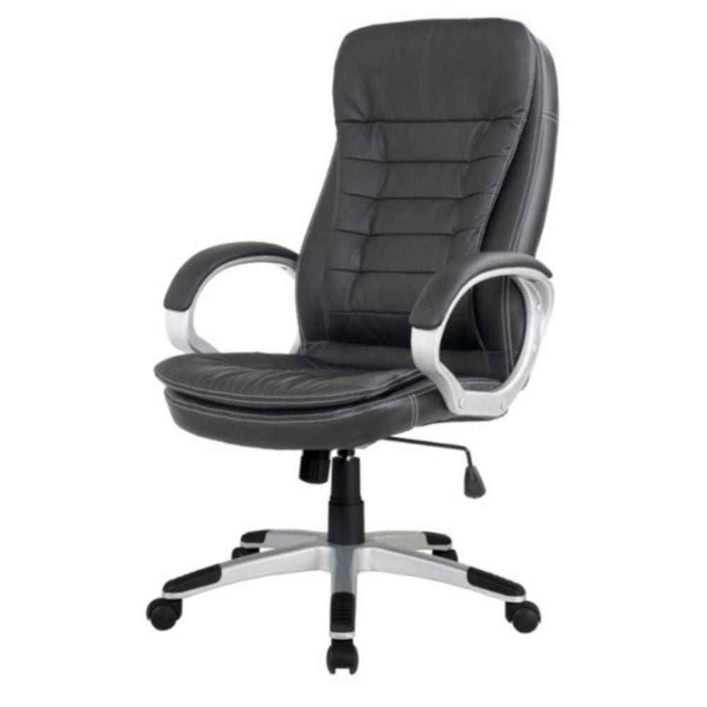 Cadeira Giratória Presidente Segóvia Rivattis Em Poliuretano Preto Base Nylon