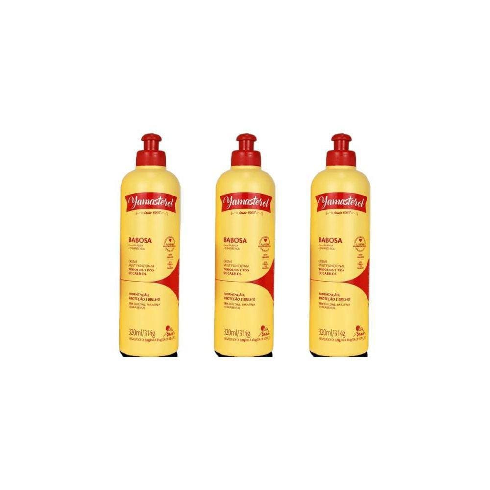 Creme Para Pentear Yamasterol 320G Babosa - Kit Com 3Un