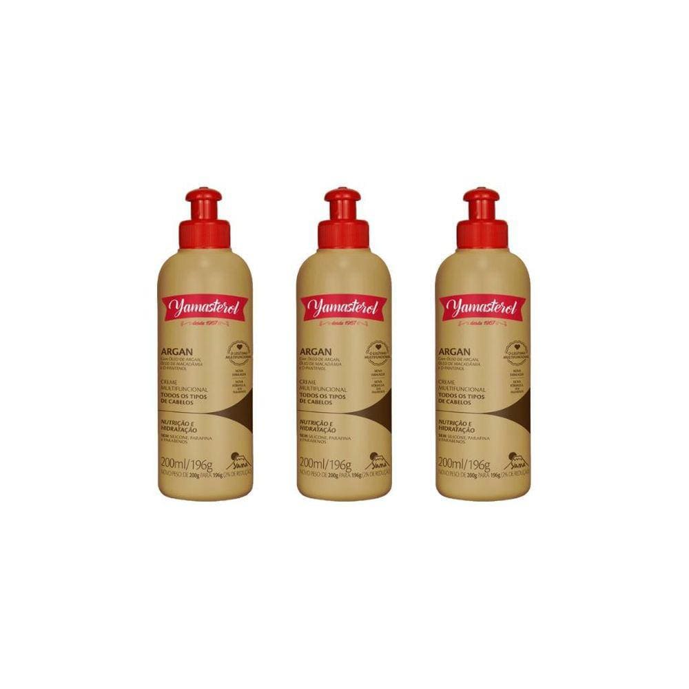 Creme Para Pentear Yamasterol 200G Oleo De Argan - Kit C/3Un