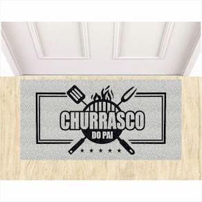 Tapete Capacho Churrasco Do Pai 80X40 Prata Para Decoração.