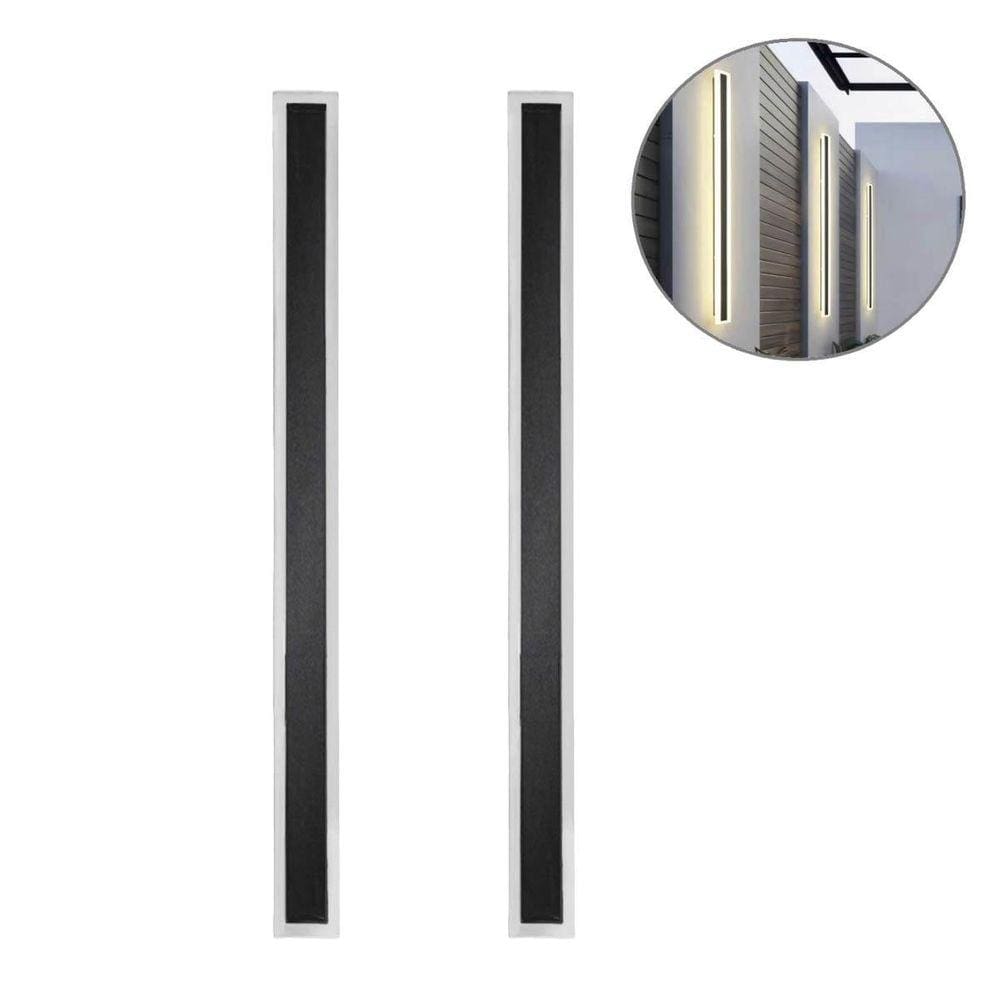 Kit 2 Arandela Preta Borda Luminosa Linear Externa Led Bet33