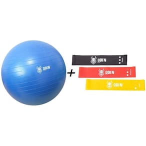 Kit Elastico Treino Mini Band Bola Pilates 65 Odin Fit Azul