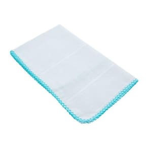 Fraldinha De Boca Ponto Cruz Com Crochet 30x40cm Mabber Azul Acqua
