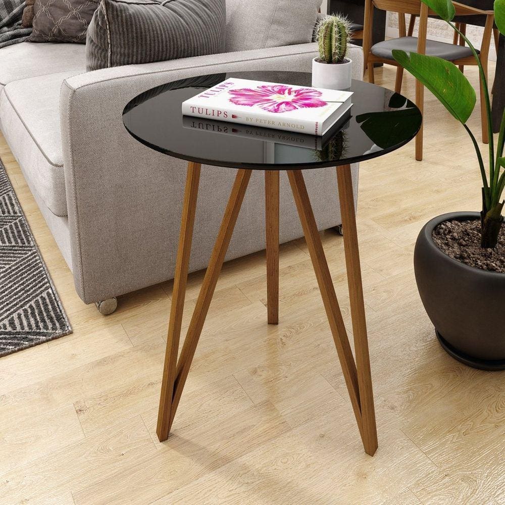 Mesa Lateral Corinto 60 cm Preto / Mel