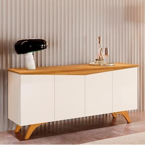 Buffet para Sala de Jantar 4 Portas 160cm Madrid Off White/Naturalle