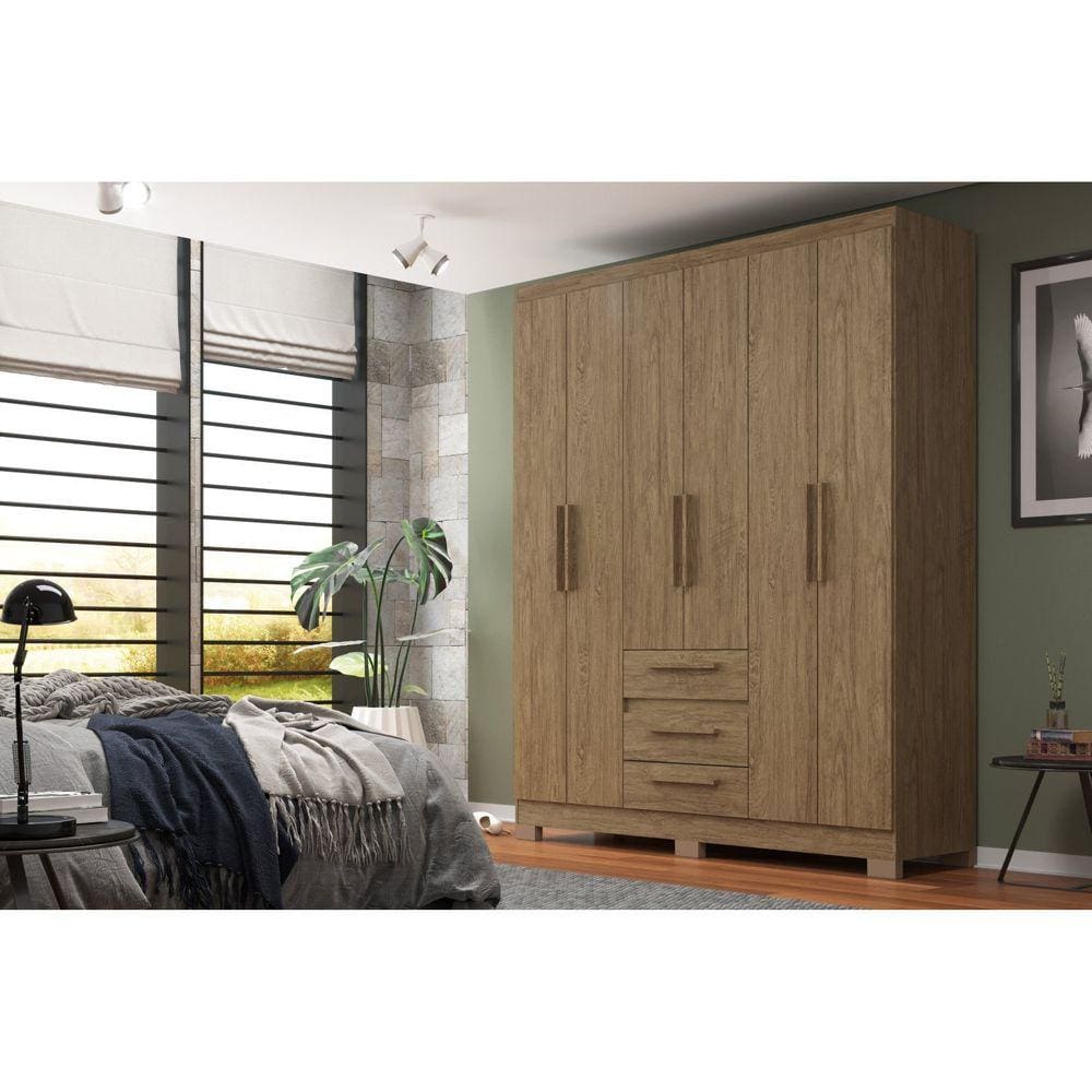 Guarda-roupa Casal 6 Portas e 3 Gavetas Wood Wood