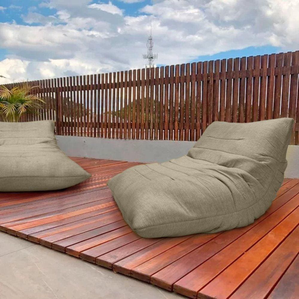 Poltrona para Sala de Estar Tofe Lona Bege