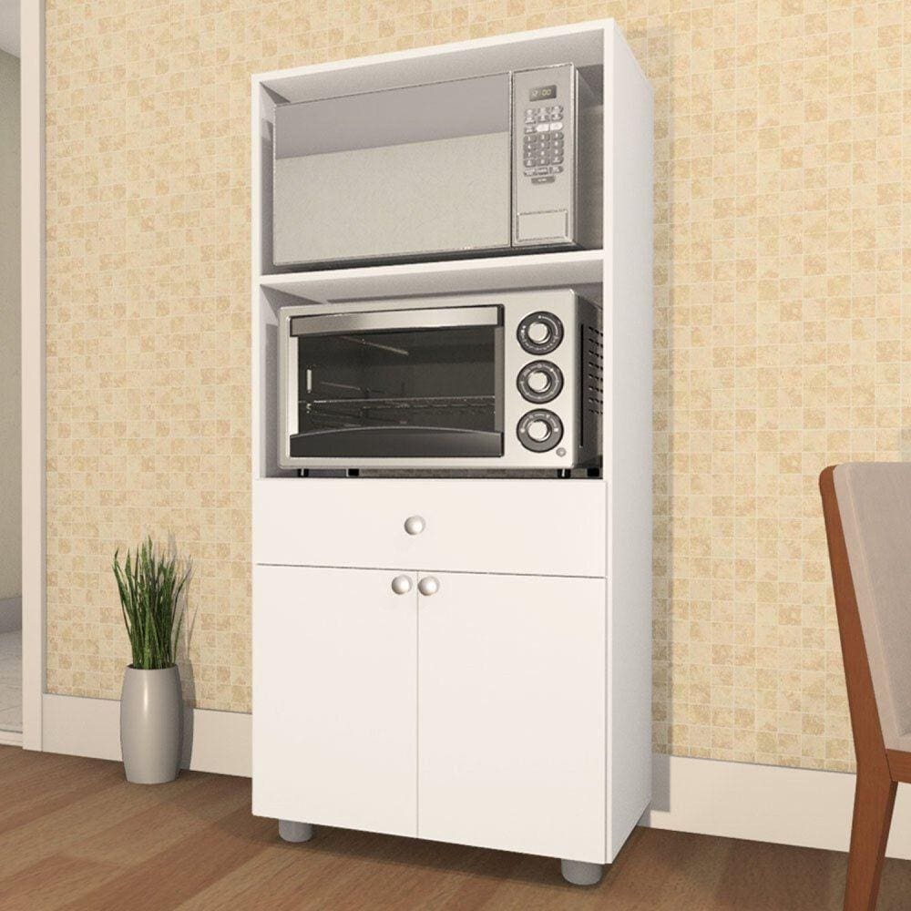 Armário de Cozinha Paneleiro Âmbar 2 Portas 1 Gaveta Branco