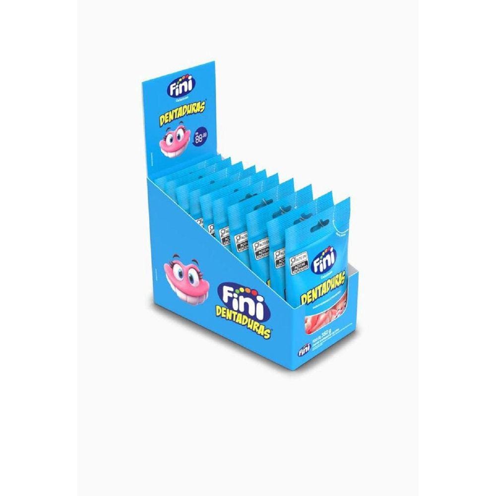 Bala Fini Gelatina Dentaduras Morango 10X35G -
