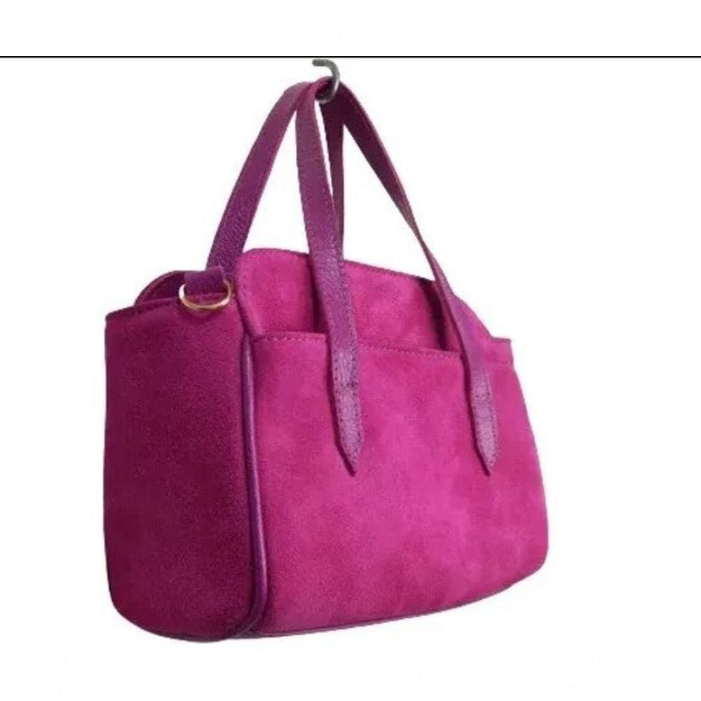 Bolsa Pequena De Couro Camurçado Zup Cor Pink
