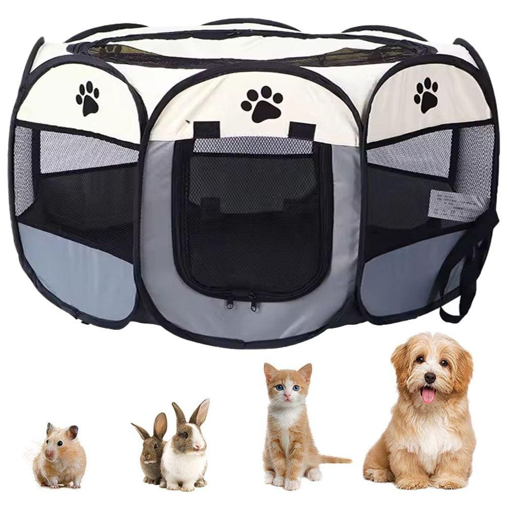Cercado Extra Grande Tecido Cão Gato Pet Casa Portátil Cinza