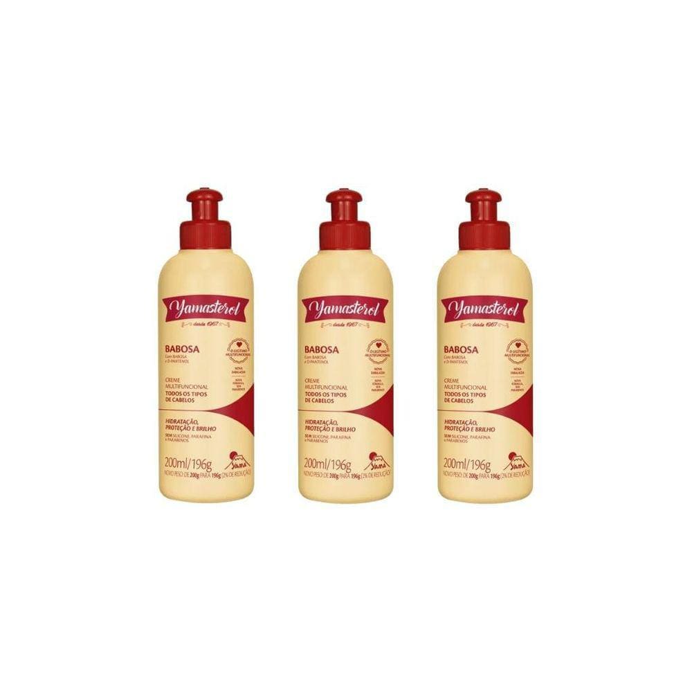 Creme Para Pentear Yamasterol 200G Babosa - Kit Com 3Un