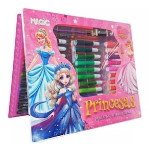 Maleta Estojo Princesas Completo 150 Pçs Escolar Pintura