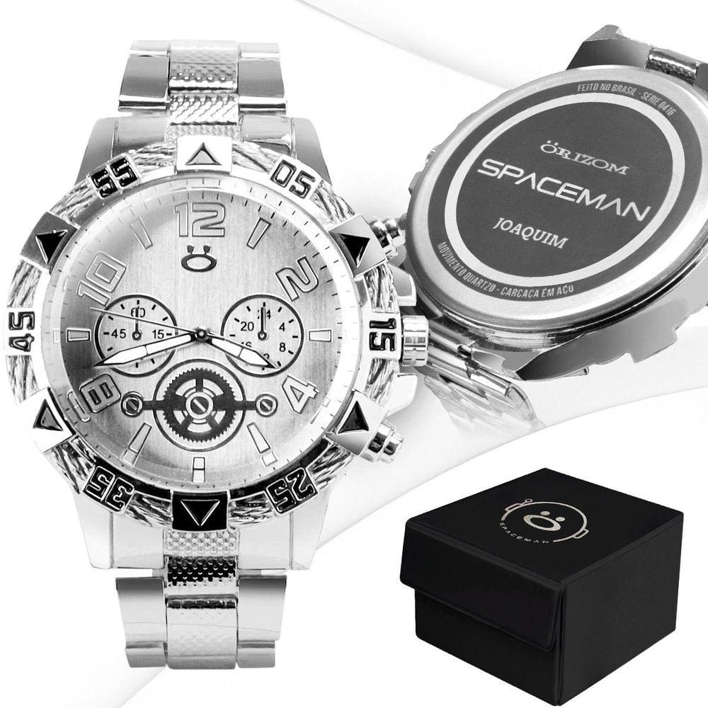 Relogio aço inox caixa masculino prata personalizado social orizom analogico casual