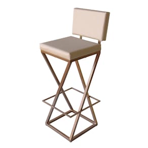 Banqueta Zênite com Encosto - Cobre - Assento Estofado