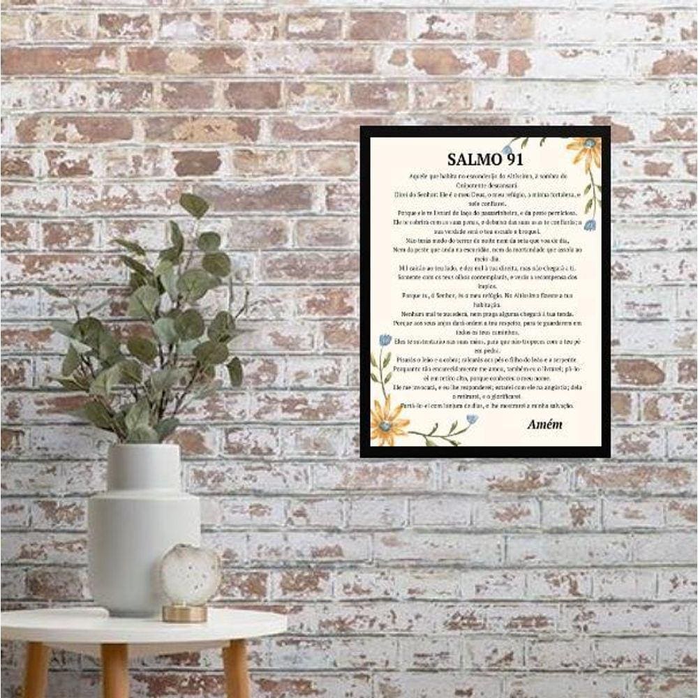 Quadro Decorativo Salmo 91 45X34Cm - Com Vidro