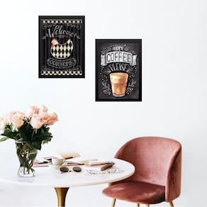 Kit 2 Quadros Cozinha Country Galinha Café 33X24Cm - Vidro