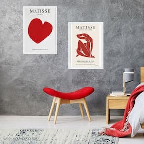 Kit 2 Quadros Arte Matisse - Vermelho 45X34Cm - Com Vidro