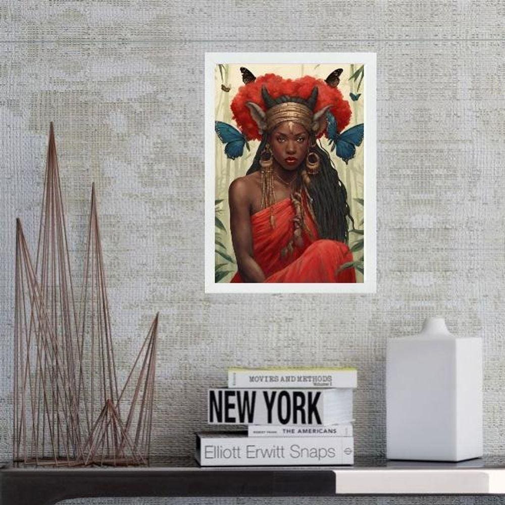 Quadro Orixá Iansã Com Borboletas 33X24Cm