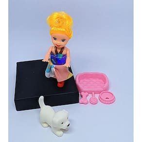 Mini Boneca My Little Amy com Roupas Brinquedo Infantil Meninas + Mini Pet Shop Cachorro Dog Plástico acessórios