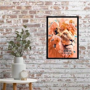 Quadro Leoa - Seja Forte E Corajosa 24X18Cm - Com Vidro