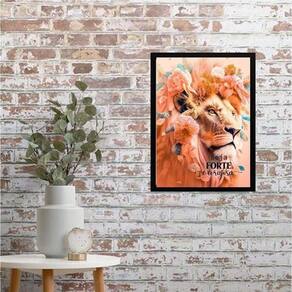 Quadro Leoa - Seja Forte E Corajosa 33X24Cm - Com Vidro