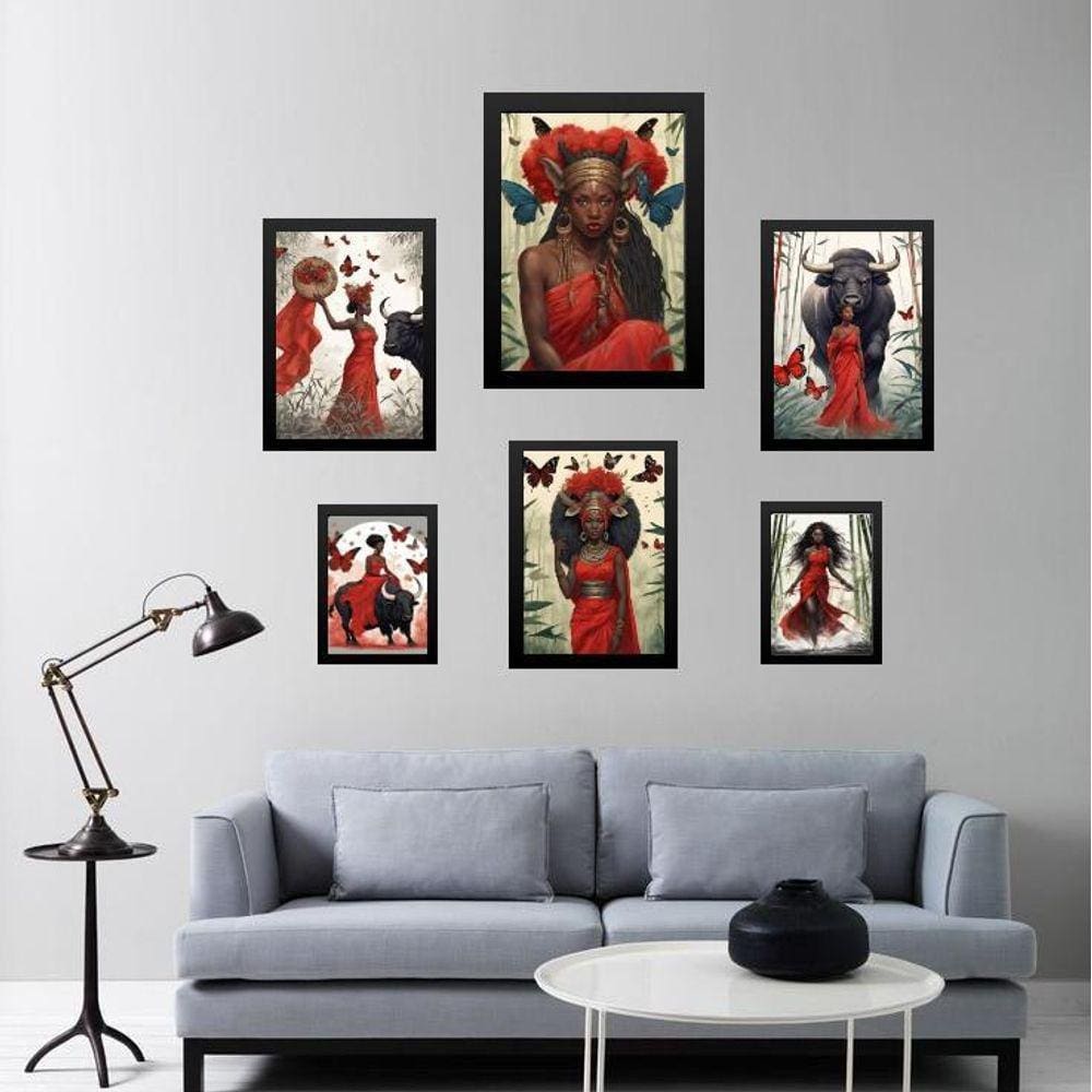 Composição 6 Quadros Orixá Iansã - Com Vidro