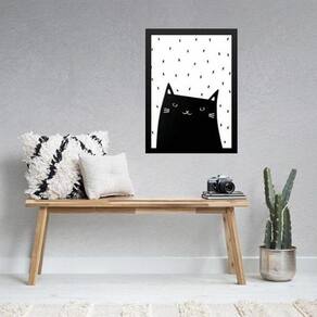 Quadro Gatinho Escandinavo 45X34Cm - Com Vidro