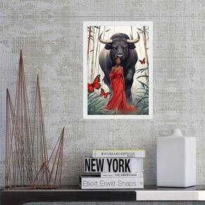 Quadro Orixá Iansã - Boi Borboletas 45X34Cm - Com Vidro