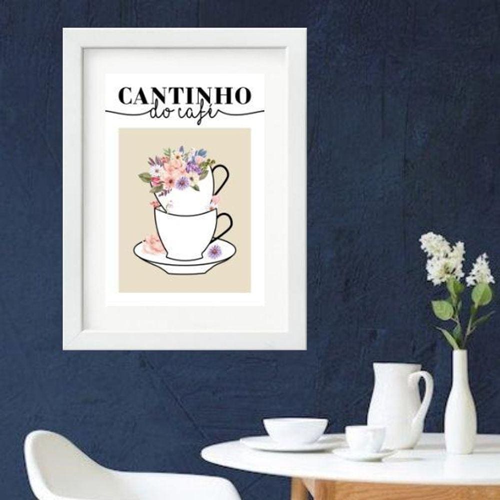 Quadro Cantinho Do Café Floral - 60X48Cm