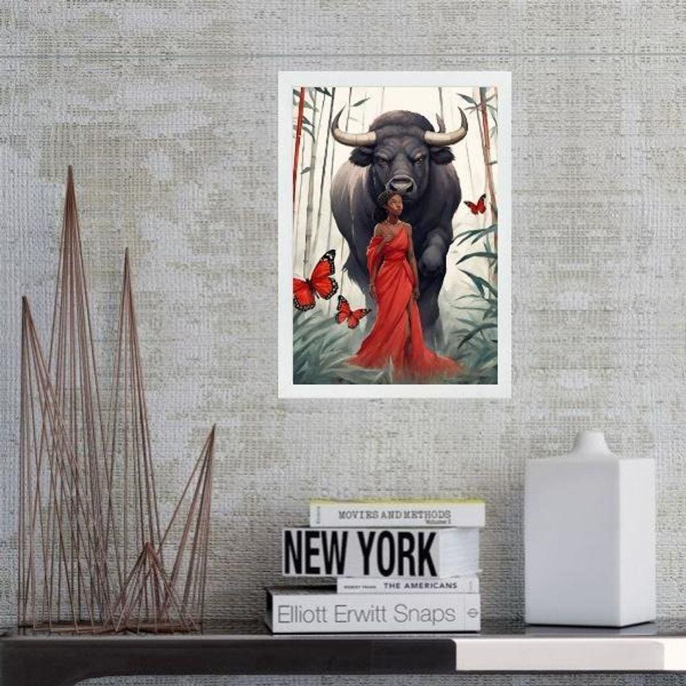 Quadro Orixá Iansã - Boi Borboletas 33X24Cm - Com Vidro