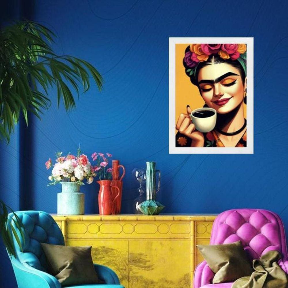 Quadro Cantinho Do Café Frida 45X34Cm - Com Vidro