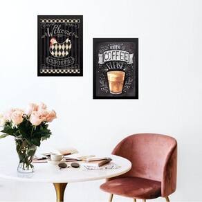 Kit 2 Quadros Cozinha Country Galinha Café 45X34Cm - Vidro