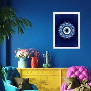 Quadro Zen Mandala Olho Grego 45X34Cm - Com Vidro