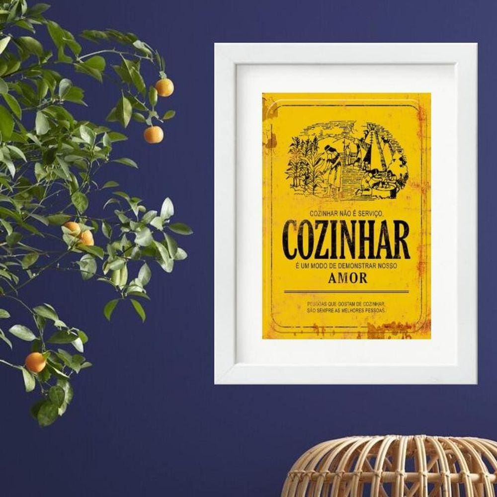 Quadro Vintage Cozinha Rótulo Amarelo - 60X48Cm