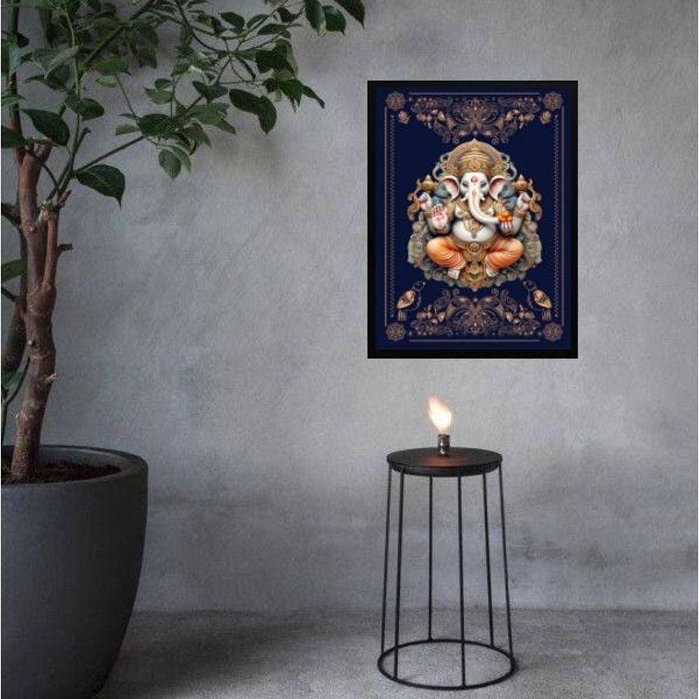 Quadro Decorativo Lord Ganesha 24X18Cm - Com Vidro