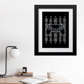 Quadro Gamer Controle Preto E Branco - 60X48Cm