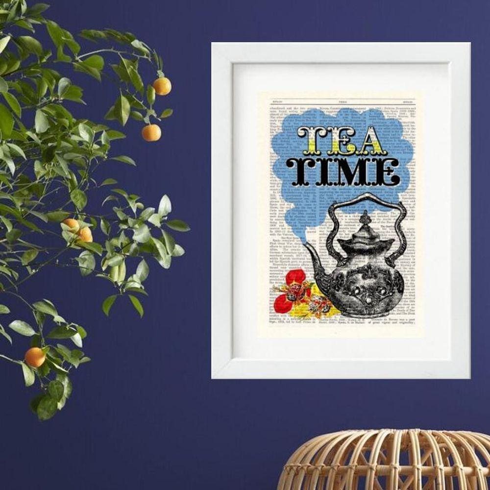Quadro Vintage Chá Tea Time - 60X48Cm