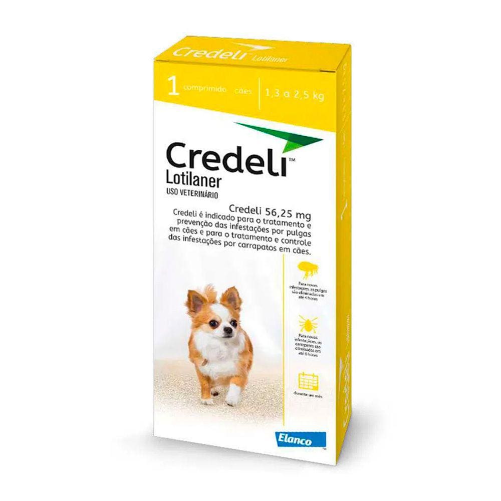 Credeli Antipulgas e Carrapatos Cães 1,3 a 2,5kg 1 Comprimido