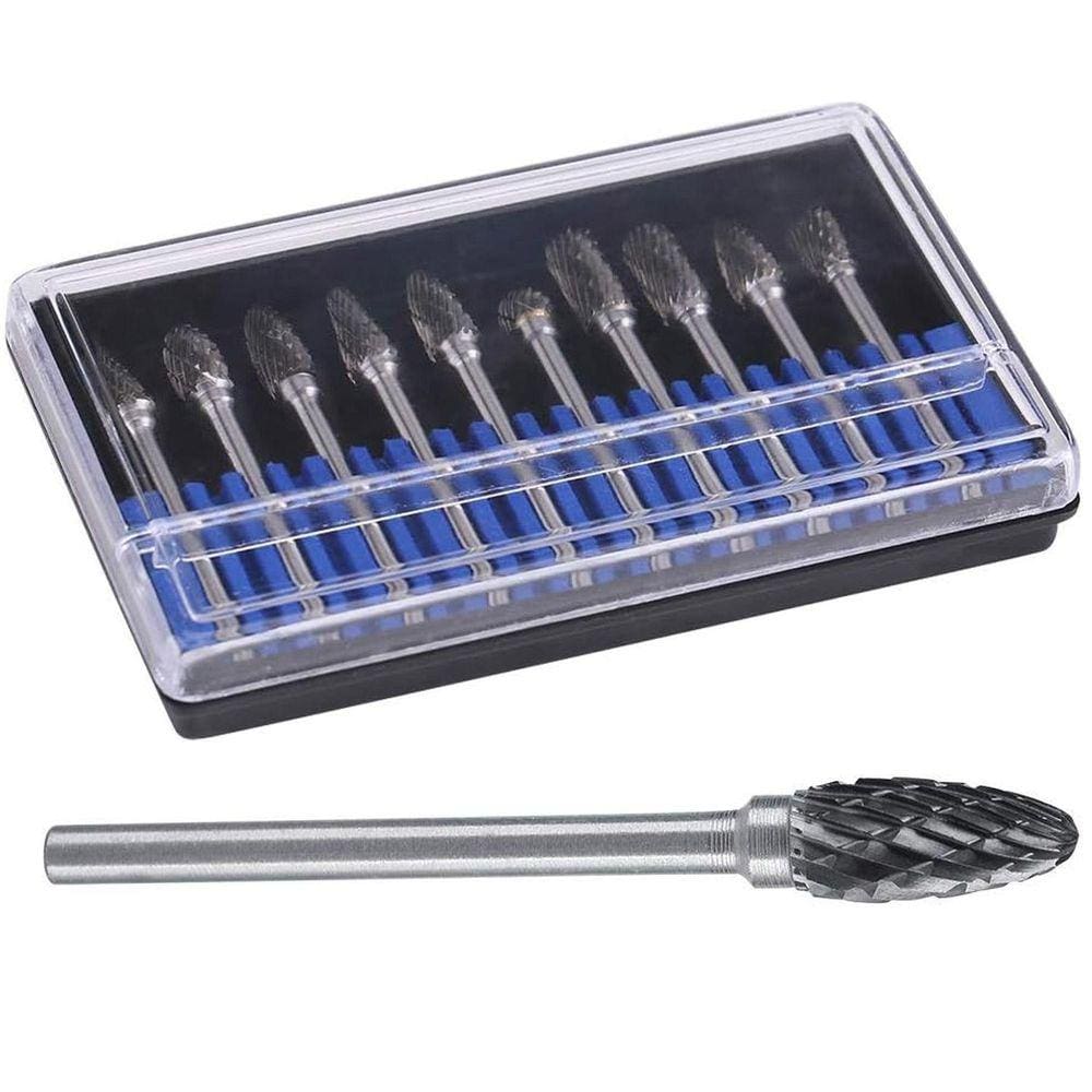 Kit 10 Fresa Corte Duplo Haste 3Mm Tungstênio Micro Retífica