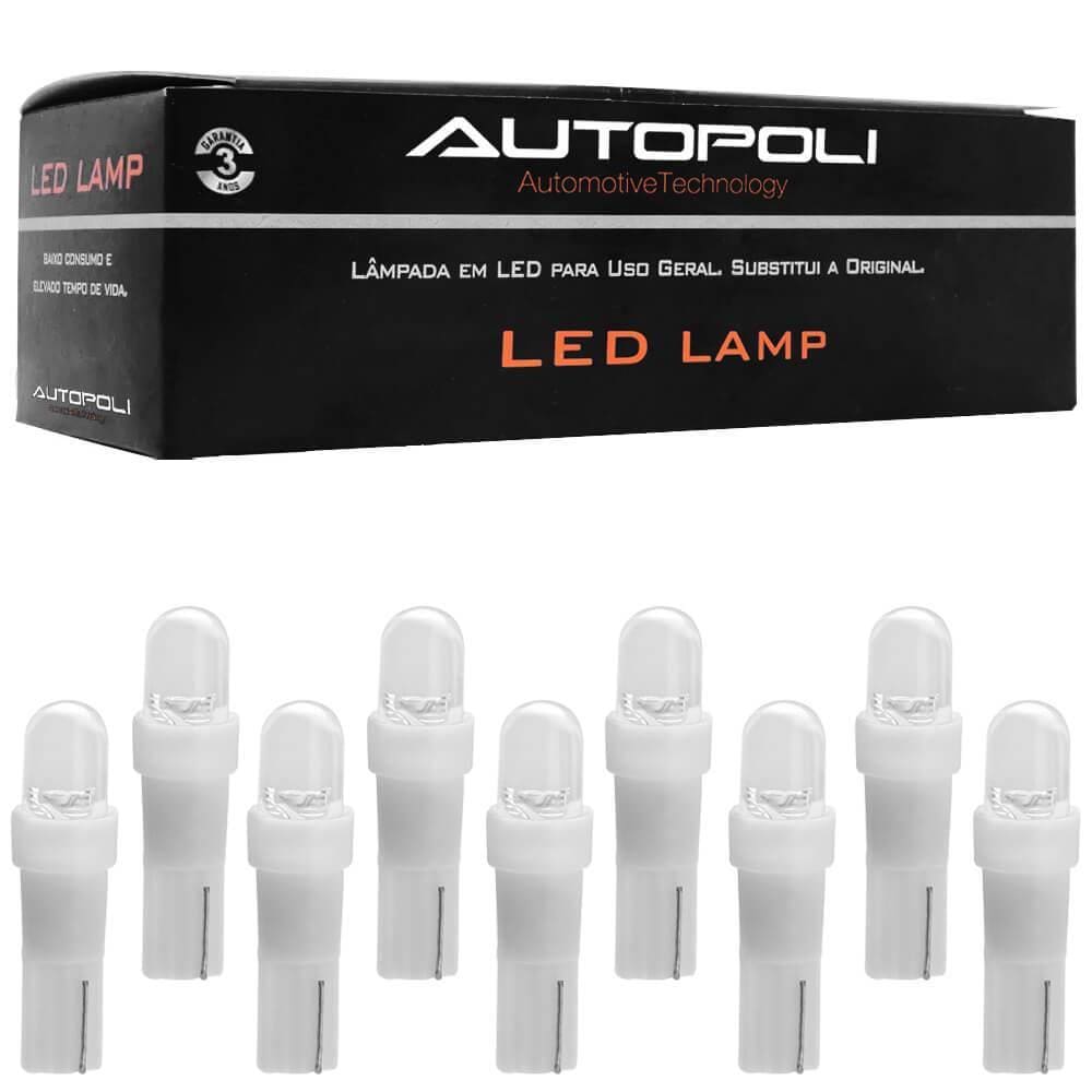 10 Lâmpada Esmagadinha T5 12v Led Branca Autopoli Ap1840