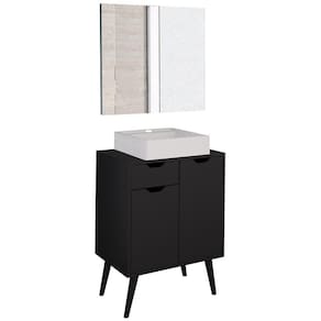 Conjunto 3 Peças Para Banheiro BN3600X37X38 Preto Metalizado Tecno Mobili