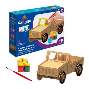 Playset Carrinho 3D para Pintura 19 peças Xalingo