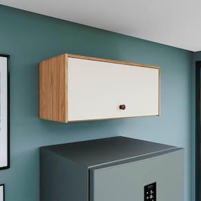 Armário Aéreo de Cozinha Basculante 70 Cm Mel Off White Móvel Bento