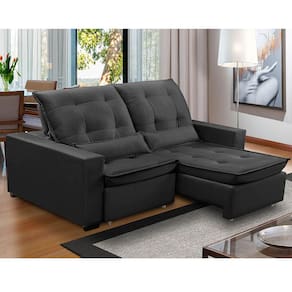 Sofa Retratil Reclinavel 2 Lugares 1,90m Atlantis Veludo Cinza Grafite LansofBR