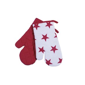 Par de Luvas para Cozinha Vizapi 18X30Cm 160G Estrelas Branco Vermelho