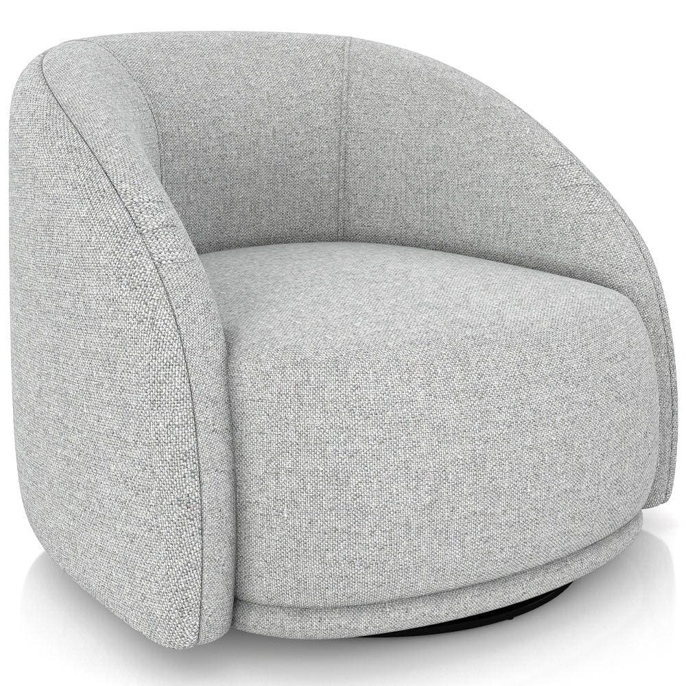 Poltrona Decorativa Giratória Angelina M03 Linho Cinza Claro - Lyam Decor