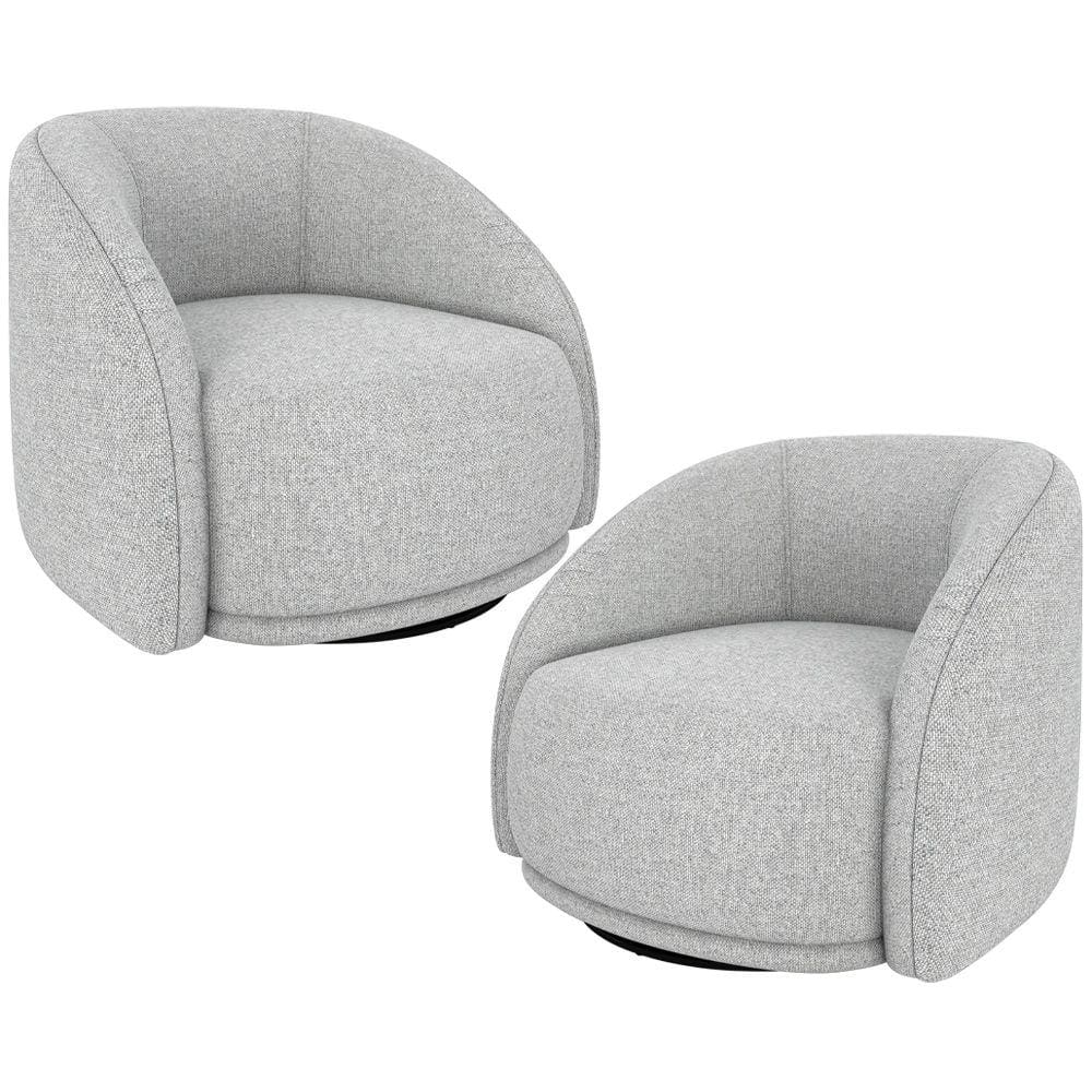 Kit 02 Poltronas Decorativa Giratória Angelina M03 Linho Cinza Claro - Lyam Decor